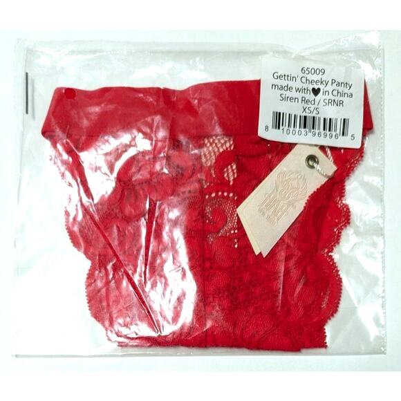 We Are HAH Red Siren Gettin' Cheeky Lace Panty Size XS/S - Picture 2 of 8